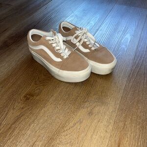 Vans Beige and White OldSkool Stacked Sneakers